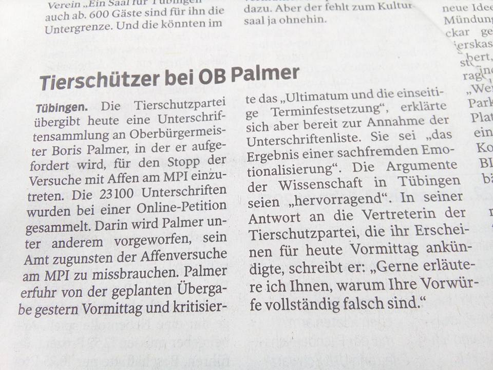 Artikel Schwäbisches Tagsblatt Boris Palmer